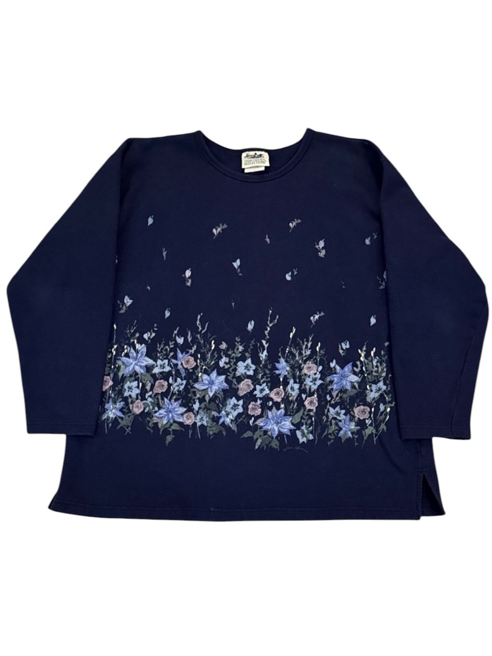 Vintage Northern Reflections Navy Floral Sweatshirt Tunic Cottagecore XL Canada